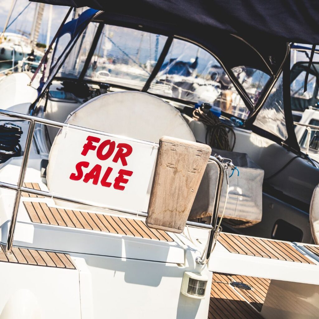 for sale sign on boat